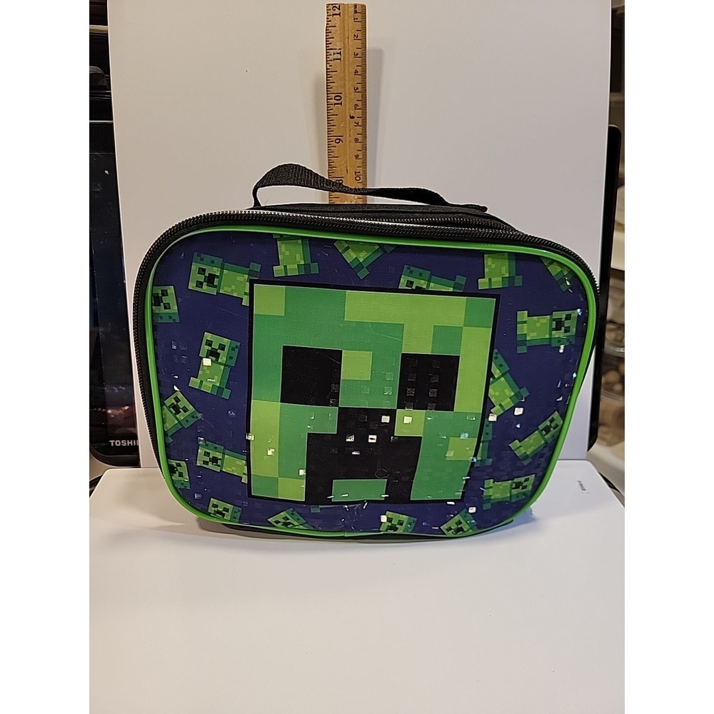 Minecraft Lunch Bag Green Creeper Zip Around Mojang Video Game‎
